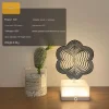 Modern RGB Table Lamp with Swirl Wind Design, Unique LED Art Decor Bedside Table Lamp with Metal Art Geometric Pattern for Bedroom Living Room Home Office