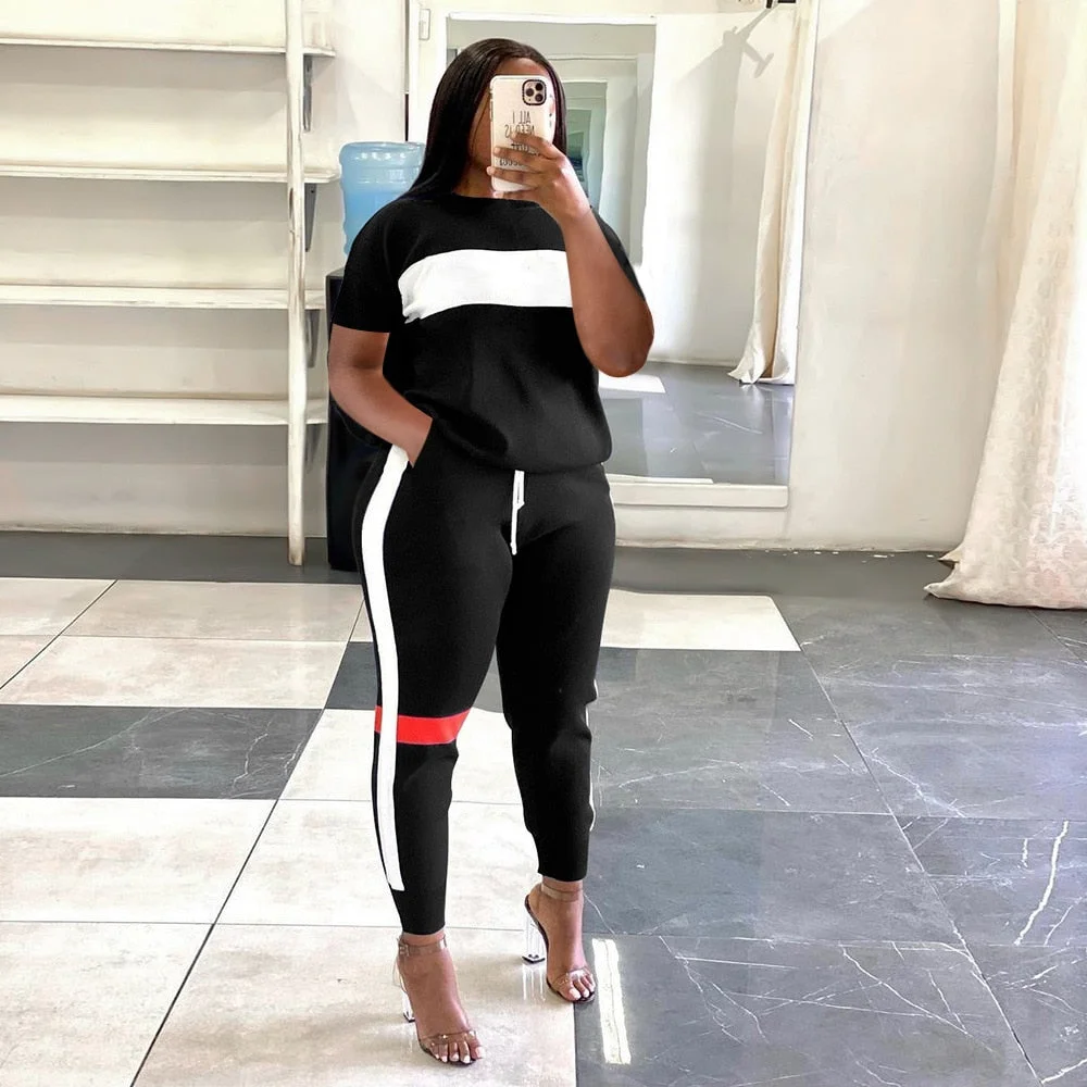 CM.YAYA Active Two 2 Pieces Set for Women Fall Winter Fitness Outfit Pullover Sweatshirt + Jogger Pants Sporty Street Tracksuit