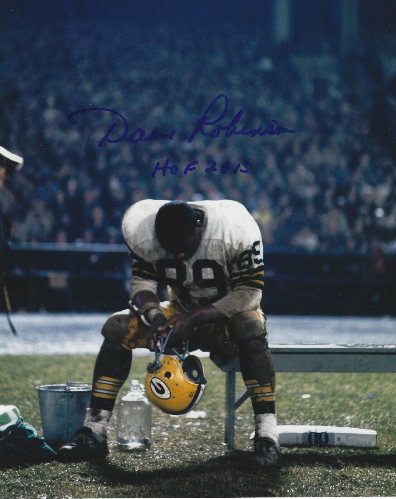 Signed 8x10 DAVE ROBINSON Green Bay Packers Autographed Photo Poster painting - w/COA