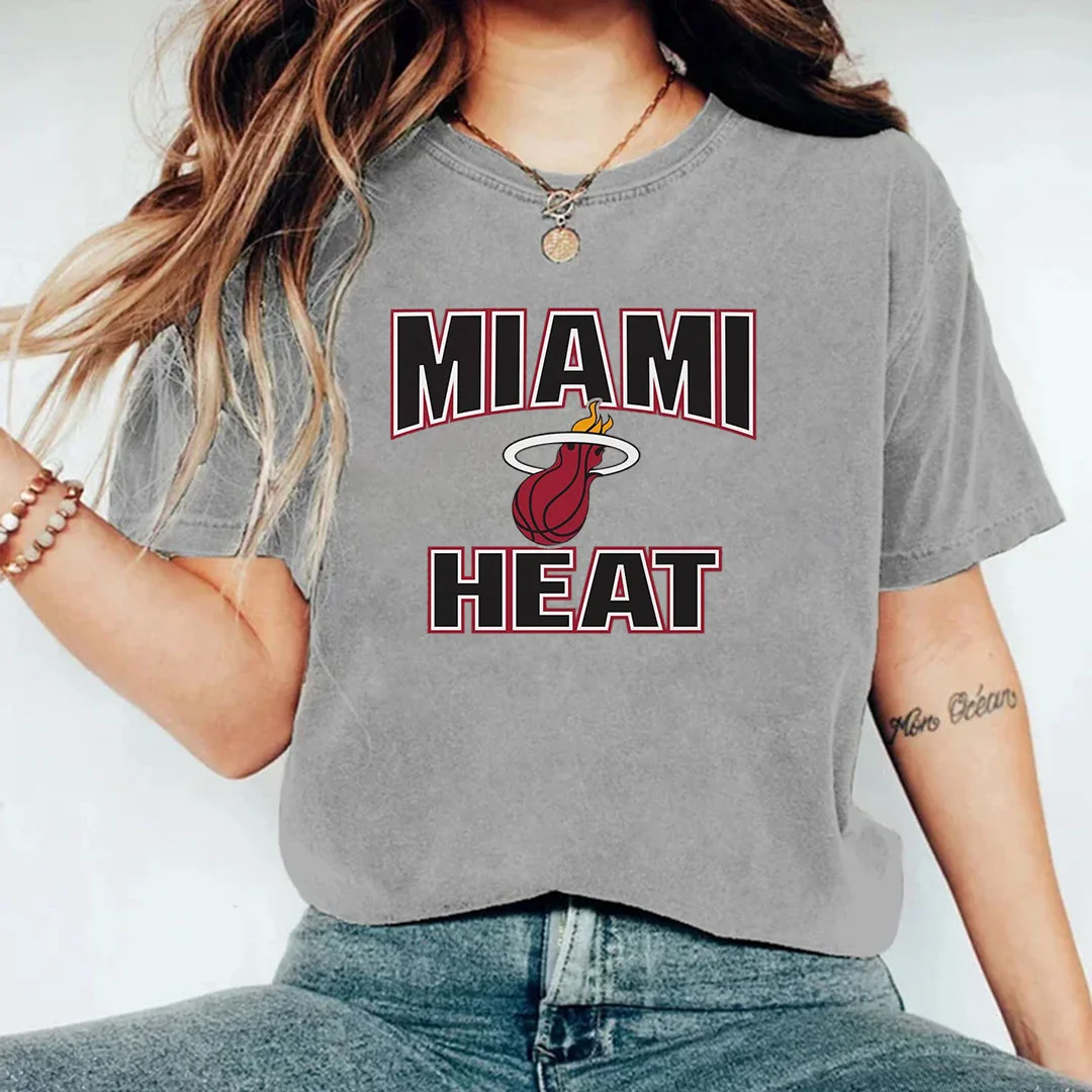Women's Casual Loose Basketball Support Miami Heat T-Shirt