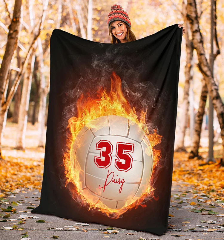 Personalized Volleyball Blanket, Volleyball Girl Sherpa Fleece Blanket | BKKid512