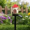 Solar Fairy-Tale Mushroom Cottage Garden Light Auto On/Off Mushroom House Statue Lawn Lights Weather-Proof Resin Mushrooms Ground Decor Lights for Yard Patio Pathway Lawn Flower Bed