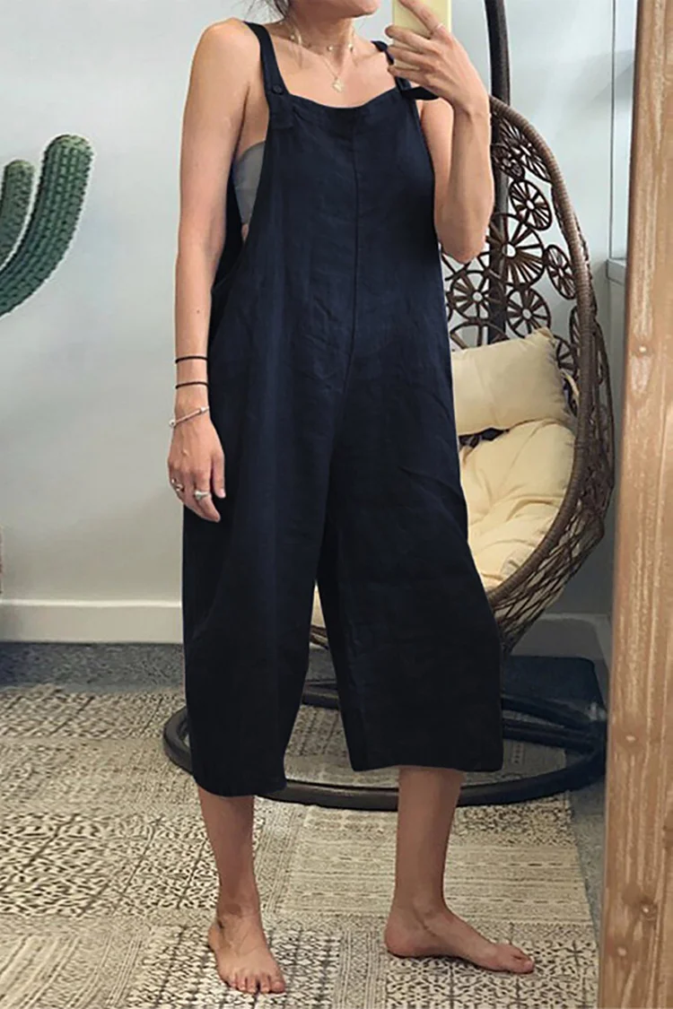 Cami Boat Neck Cropped Trousers Linen Jumpsuit