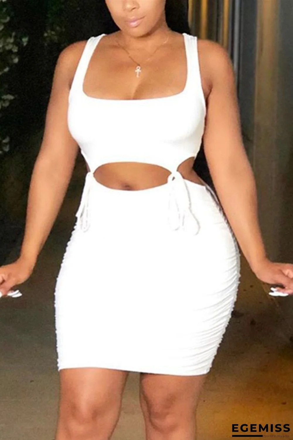 White Sexy Fashion Tight Sleeveless Skirt Set | EGEMISS
