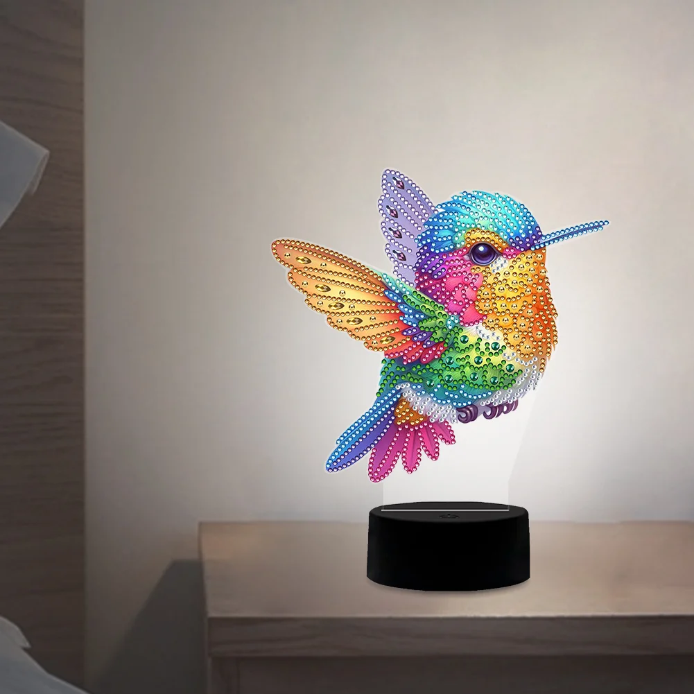 DIY Animal Hummingbird Diamond Painting Night Light Diamond Art Lamp Home Decoration