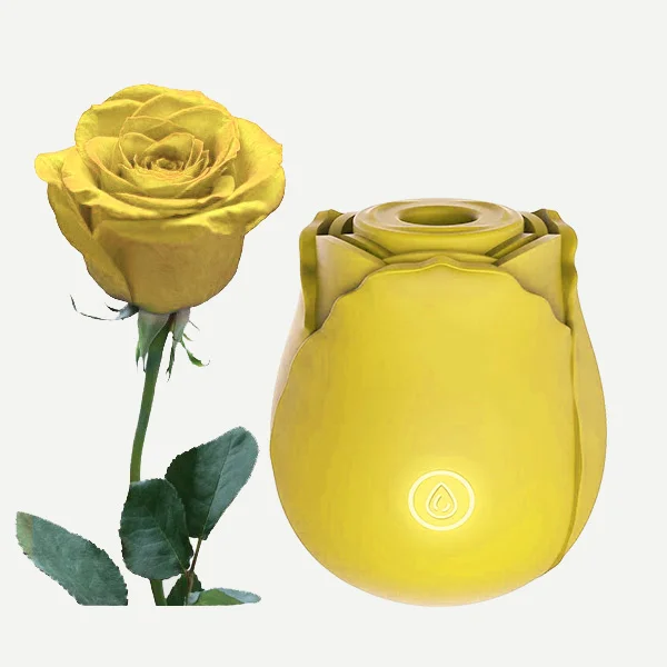 Yellow Rose Vibrator Silicone Clitoris With 10 Intense Suction