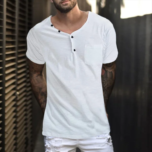 Mens Casual Solid Color T-shirt
