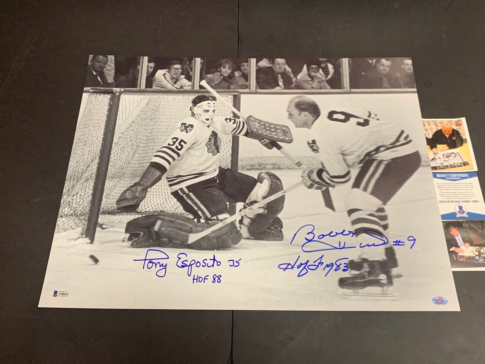 Bobby Hull Tony Esposito Blackhawks Autographed Signed 16x20 Beckett COA