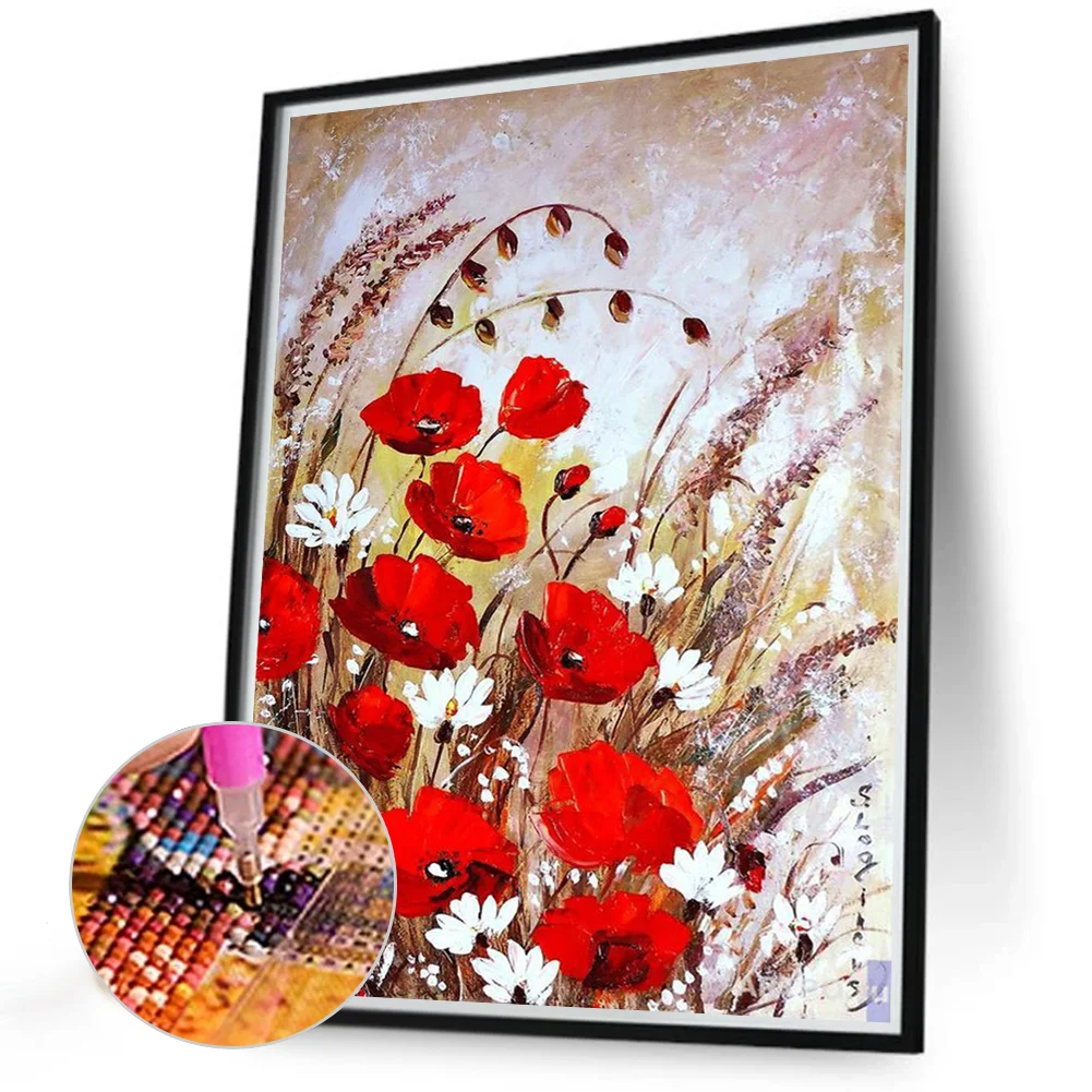 2pcs Diamond Painting - Full Round Drill - Poppy(Canvas|30*40cm)
