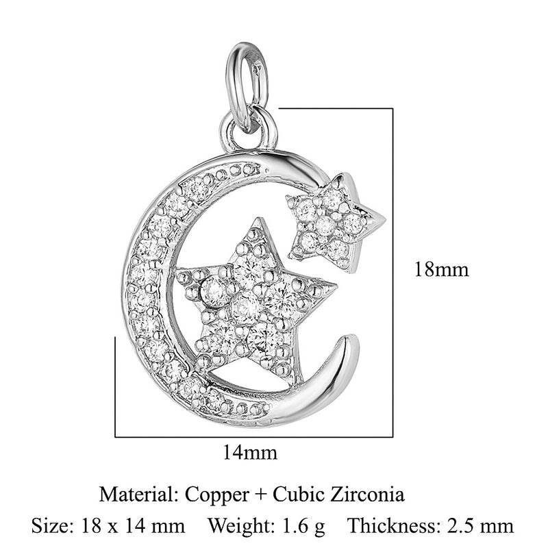 3 Pieces Copper Zircon 18K Gold Plated Sun Rainbow Star