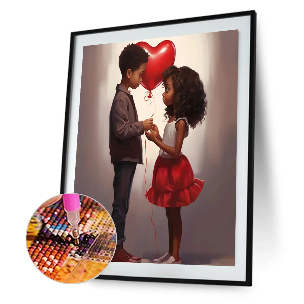 Diamond Painting - Full Round Drill - Kid Sweet Couple(Canvas|30*40cm)