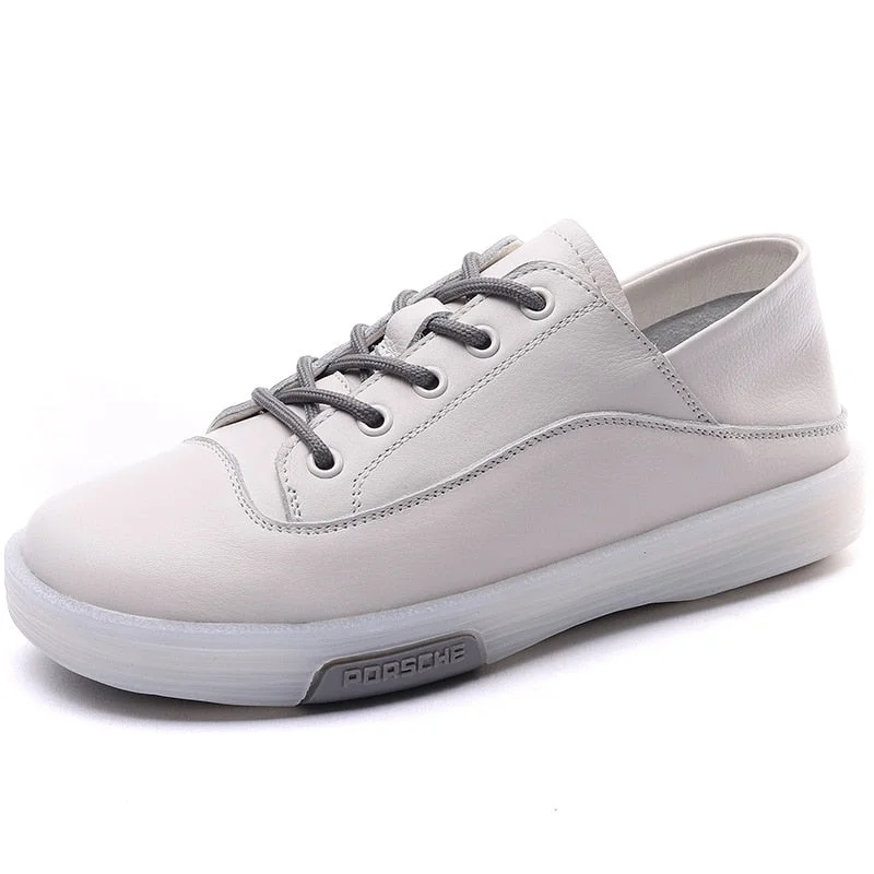 2022 Summer New Sneakers Celebrity All-Match Flat Leather Thick Sole Leisure Sports Student White Platform Shoes For Women
