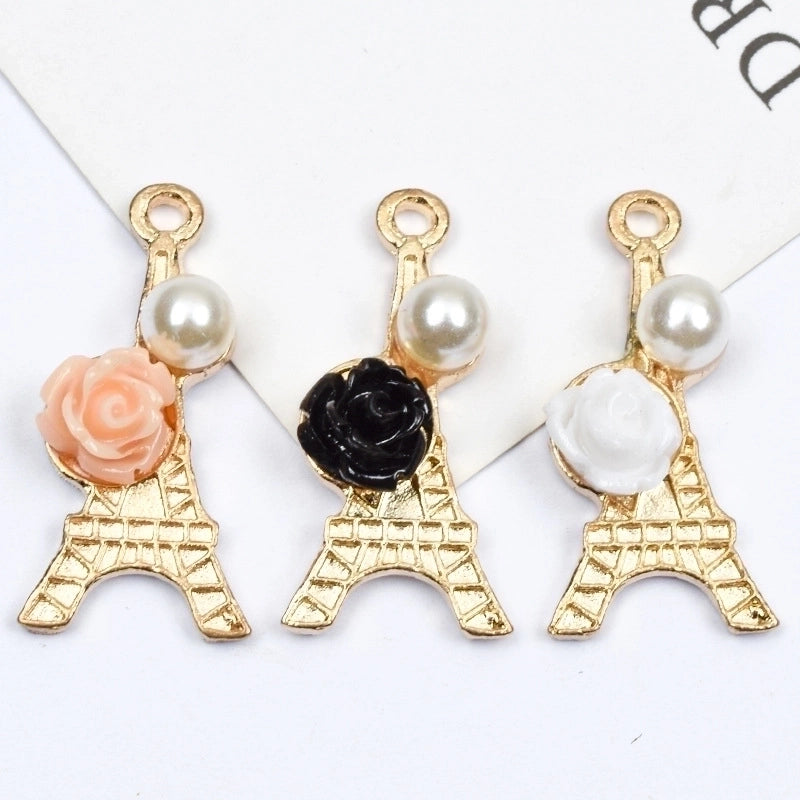 10 Pcs/package Sweet Minimalist Tower Flower Alloy Plating Inlay Jewelry Accessories