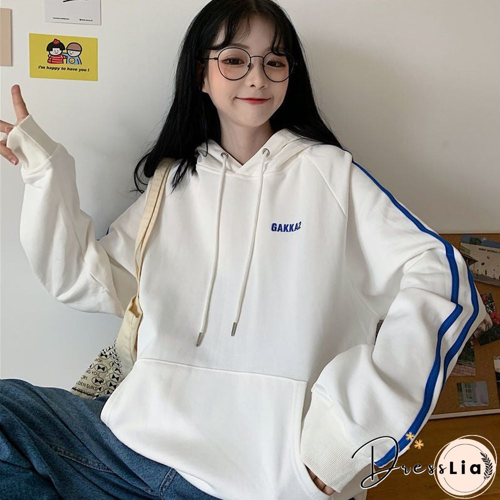 S-3Xl Harajuku Women'S Hoodie Japanese Letters Hoodies College Loose Plus Size Fleece Pullover Girls Student Sweatshirt Jackets