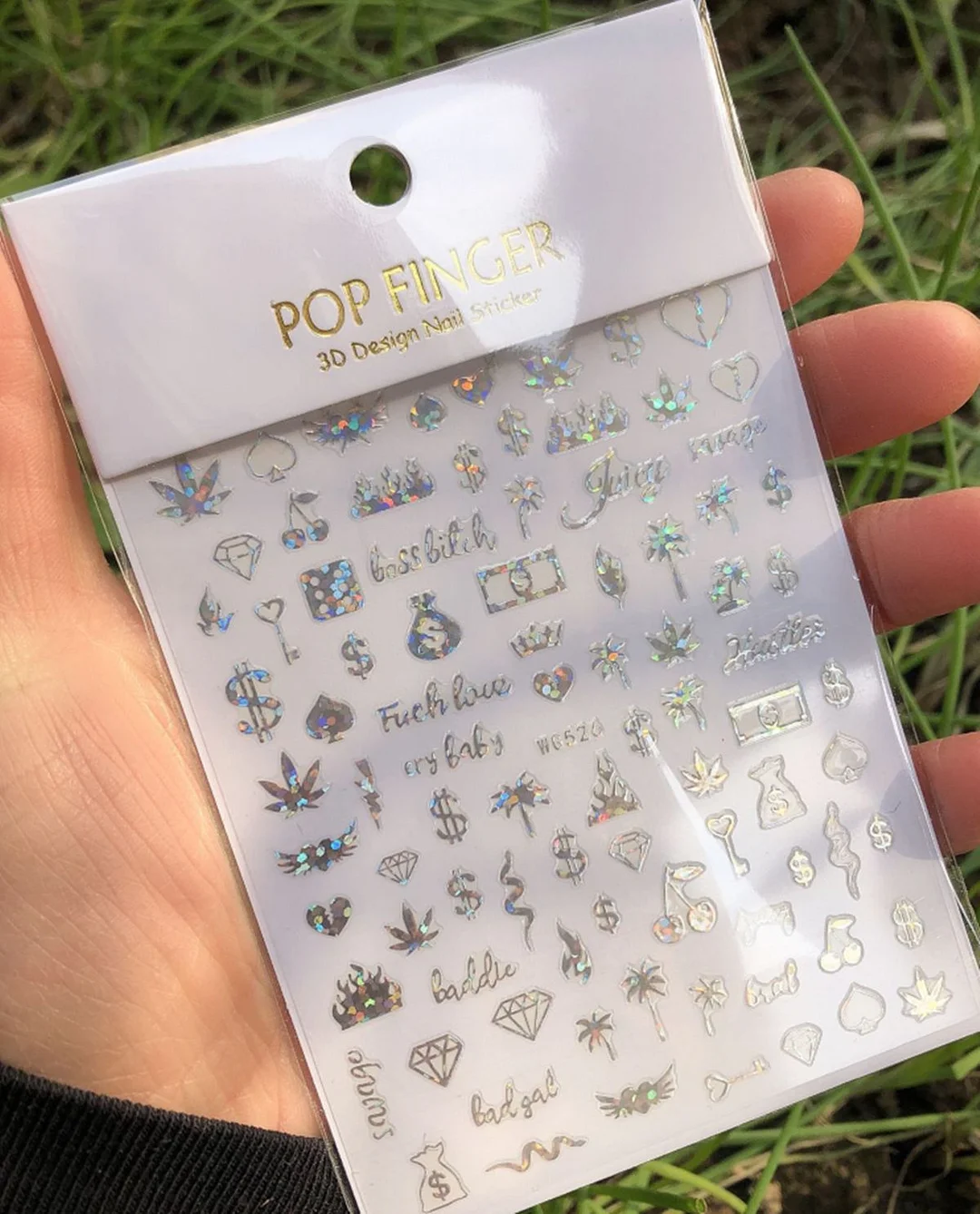 3D Nail Stickers Slider Decals New Arrival Black White Weed Dice Guns Pattern Manicure Decals DIY Nail Art Decoration Accessorie-Nail Inspo