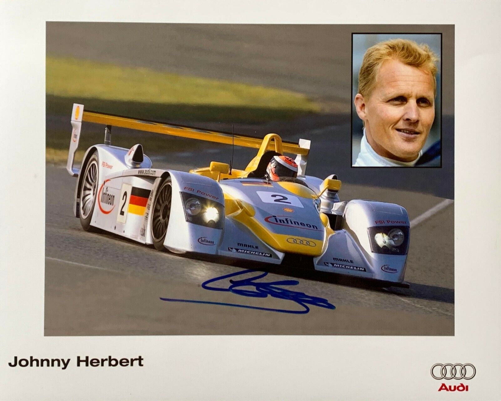 Johnny Herbert Audi R8 Autograph Hand Signed Sebring Le Mans Formula 1