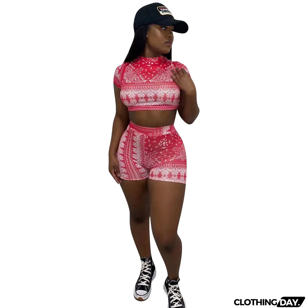 Ladies Fashion Sexy Print Low Back Two Piece Ladies