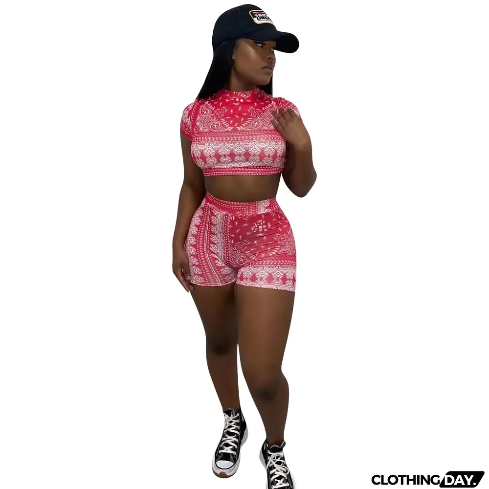 Ladies Fashion Sexy Print Low Back Two Piece Ladies