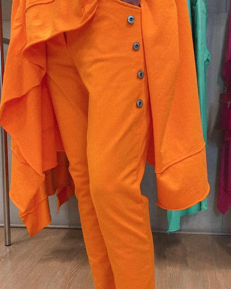 Solid color casual two-piece suit