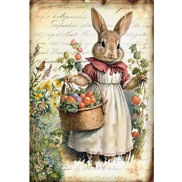 【Yishu Brand】Retro Poster-Easter Bunny 11CT Stamped Cross Stitch 40*60CM