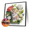 Diamond Painting-DIY Crystal Rhinestone Simple Flower Cat(40x40cm)