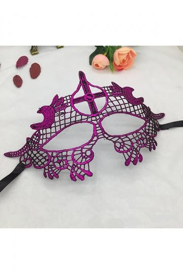 Sexy Cross Gilding Lace Half Face Eyes Mask For Halloween Party Purple-elleschic