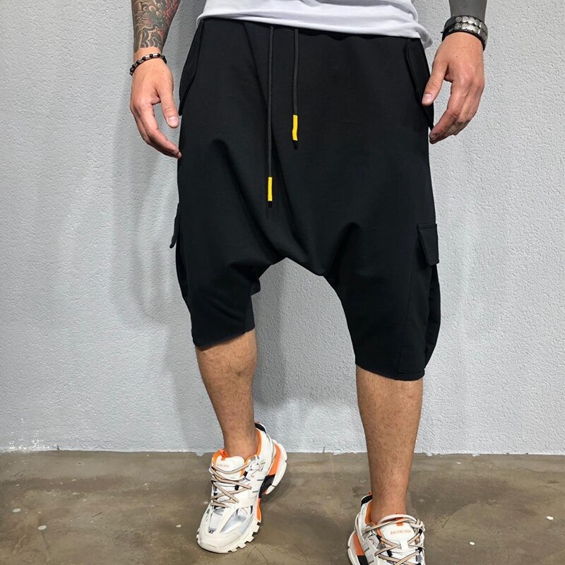 mens Summer Shorts Men Punk Harem Cotton Hip Hop Streetwear Male Harem Short Pants Joggers Sweatpants Cross Shorts Men
