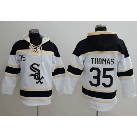 White Sox #35 Frank Thomas White Sawyer Hooded Sweatshirt MLB Hoodie