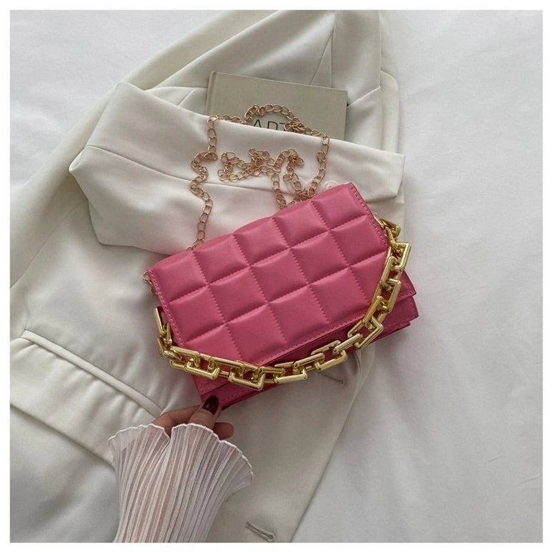 Women’s Medium Summer Pu Leather Elegant Streetwear Square Bag