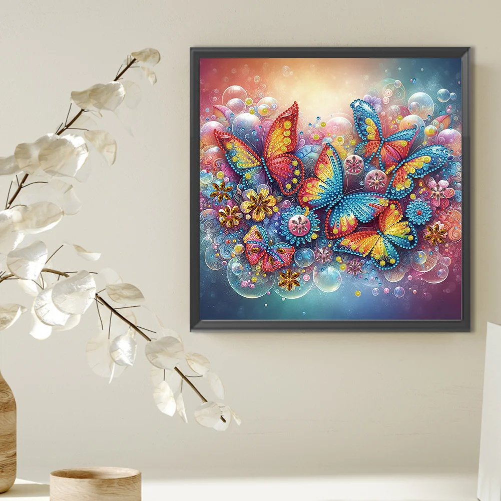 Diamond Painting - Partial Special Shaped Drill - Butterfly(Canvas|30*30cm)
