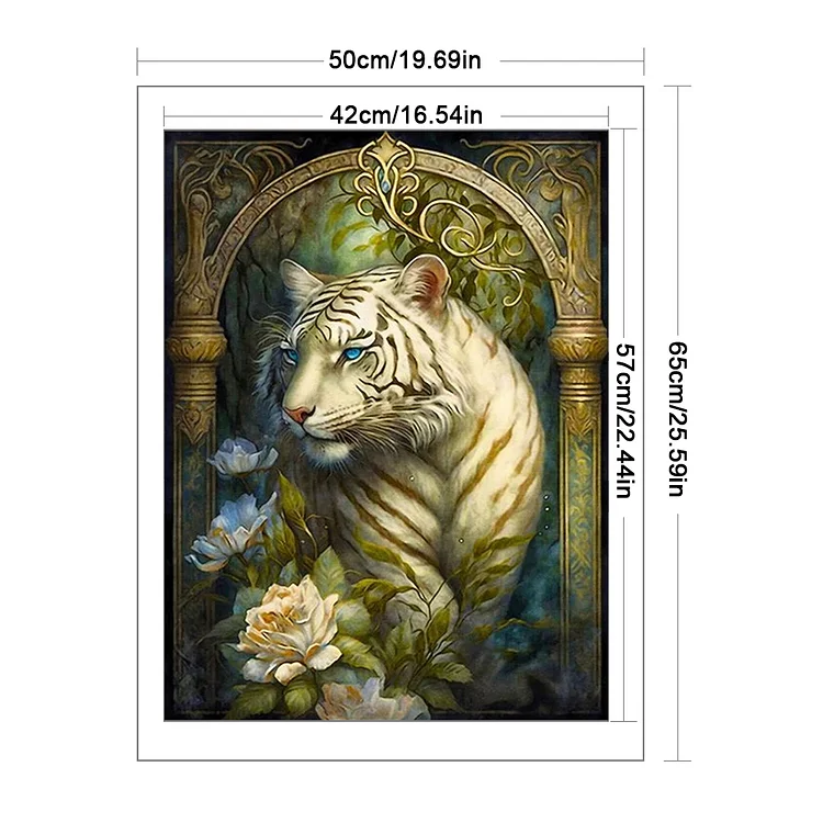 White Tiger Flowers - 11CT Stamped Cross Stitch(50*60cm)