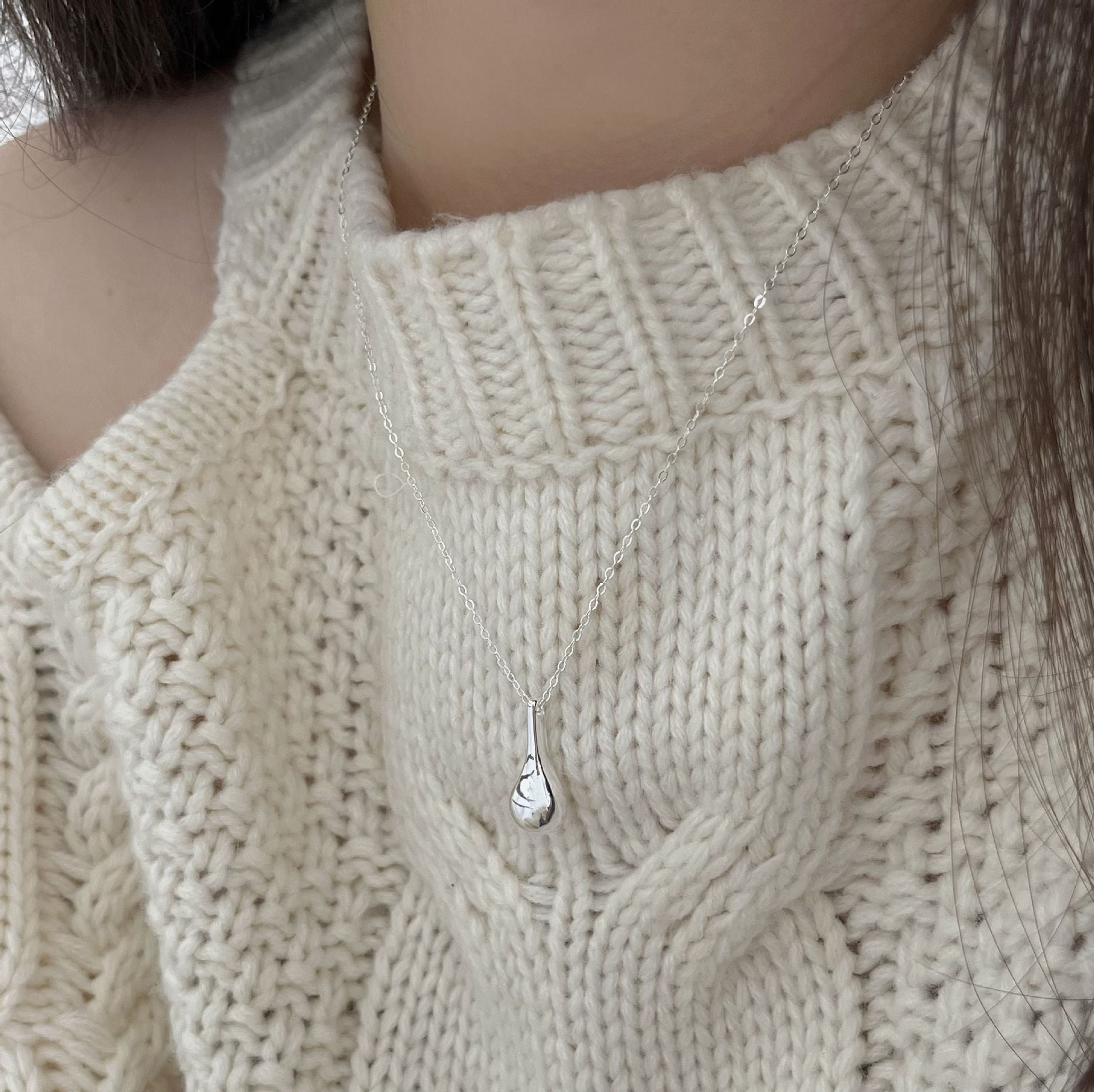 925 Sterling Silver Korean Tulip Geometric Silver Electroplating Necklaces