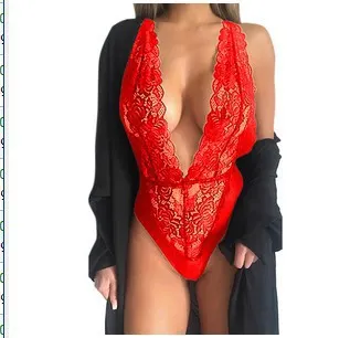 Churchf Black Perspective Three-Point Conjoined Lingerie Suit Seduction Perspective Sex Pajamas