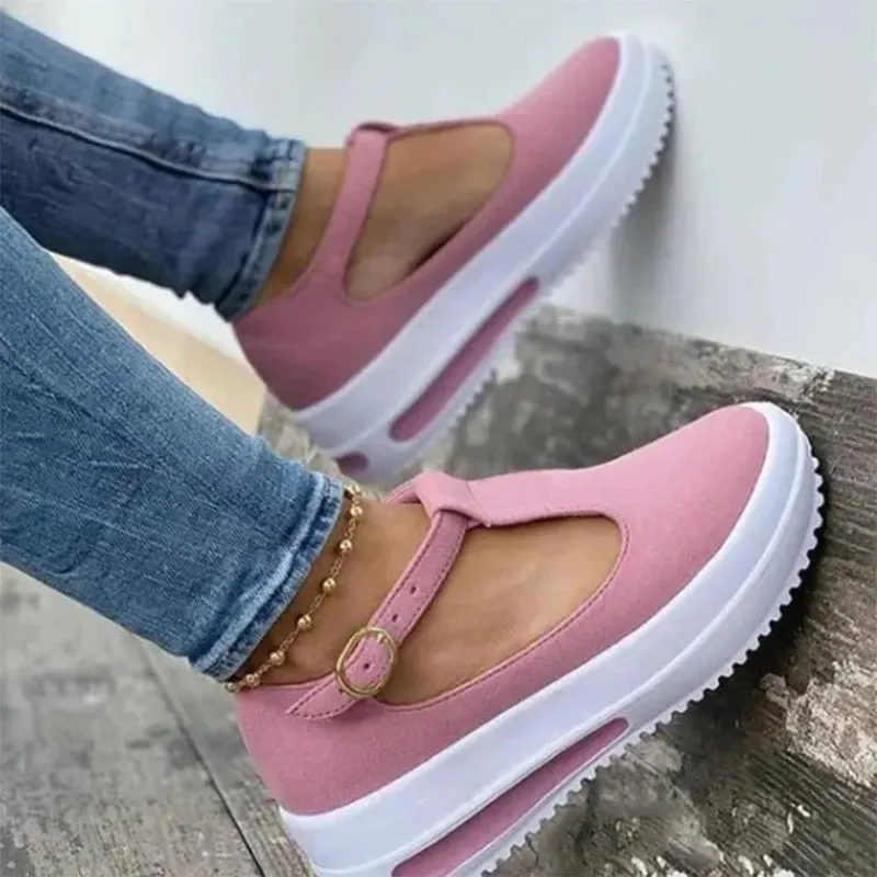 2021 Women Shoes New Summer Sandals Thick Bottom Platform Flat Shoes Ladies Wedges Sandals Buckle Strap Casual Female Footwear