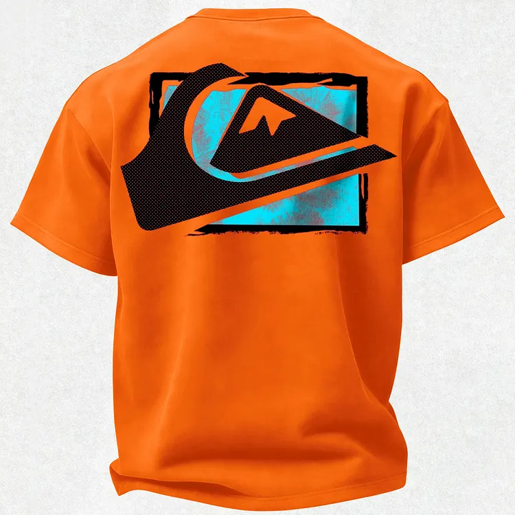 Retro Block Quiksilver Logo Printed Men's T-shirt