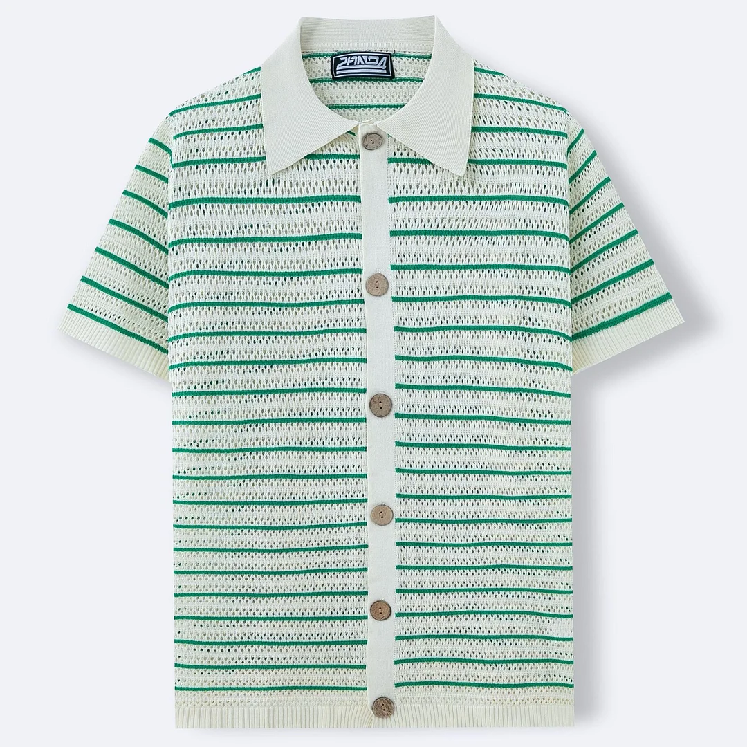 Uveng Uveng Men's New Summer Knits Striped Hairy Casual POLO Shirts Men's SY0208