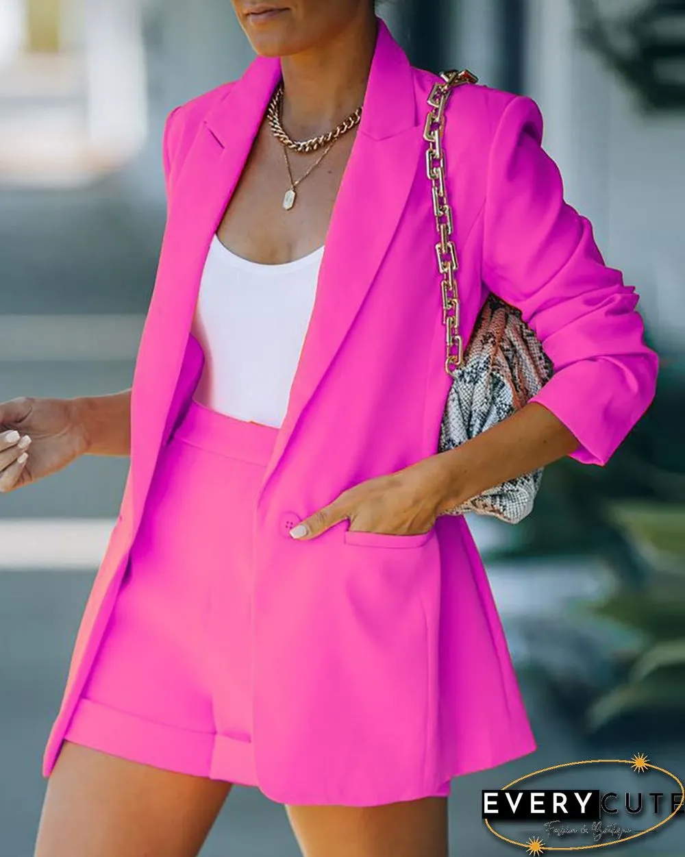 Spring Summer jacket shorts suit sexy temperament womens fashion casual lapel cardigan