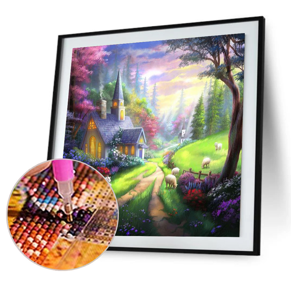 

(Multi-Size) Garden House - Round/Square Drill Diamond Painting, Round diamond 40*40cm, 501 Original