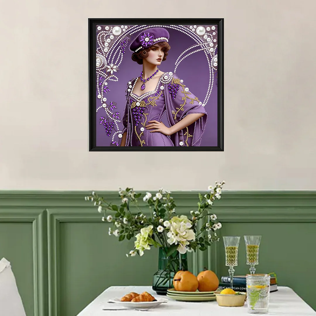 Purple Beauty Special Shaped 5D DIY Partial Drill Diamond Painting Kit 30x30cm