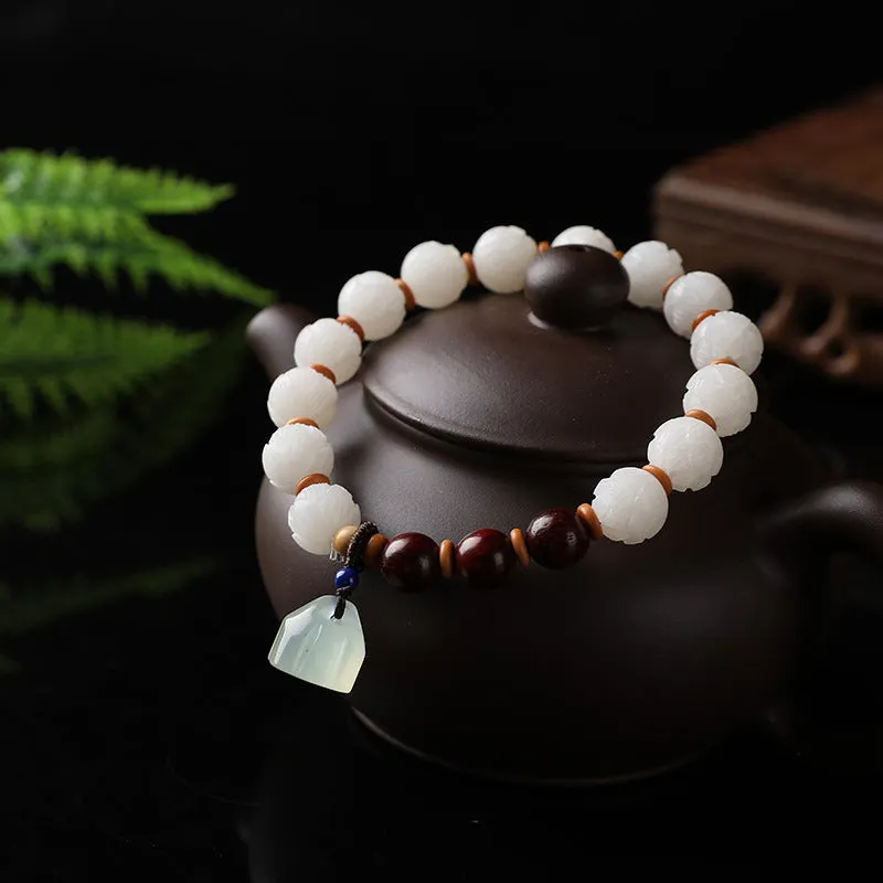 Bodhi Seed Jade Lotus Seed Charm Enlightenment Bracelet