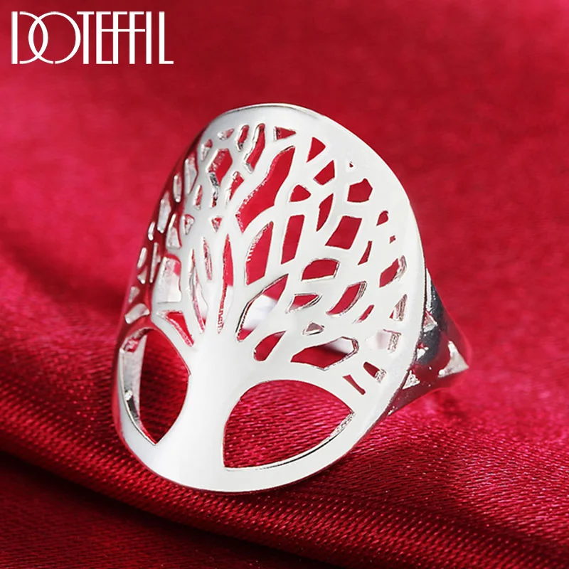 DOTEFFIL 925 Sterling Silver Trees Ring Man For Women Jewelry