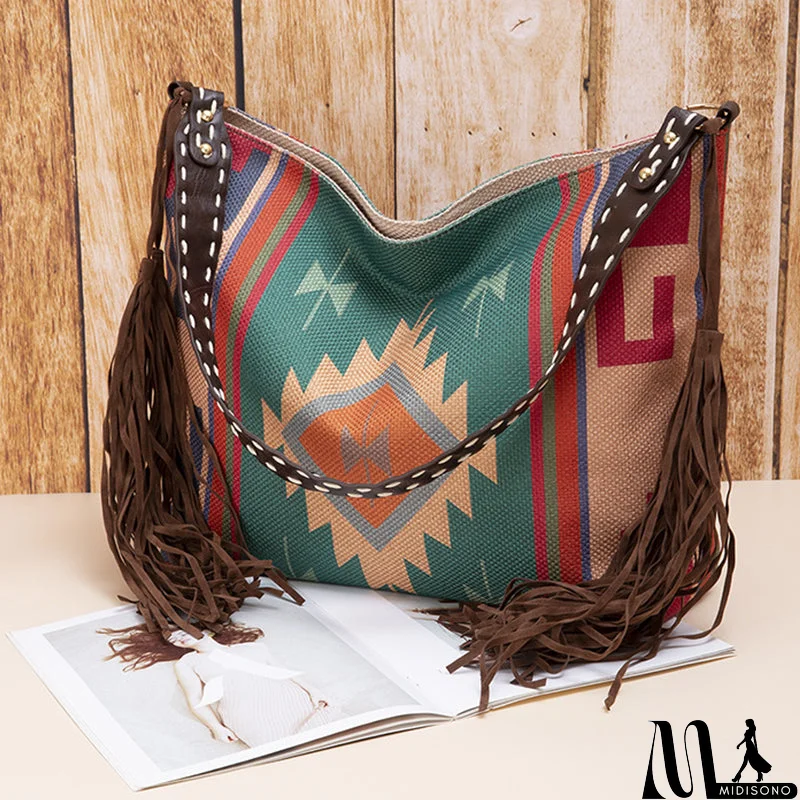 MidiSono - Casual College Color Block Tassel Bags