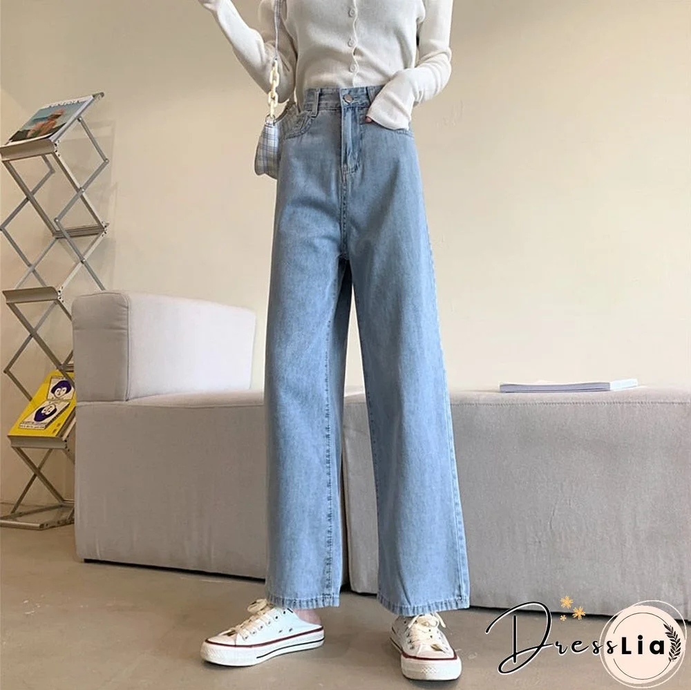 Woman Jeans High Waist Clothes Wide Leg Denim Clothing Blue Streetwear Vintage Quality Fashion Harajuku Straight Pants