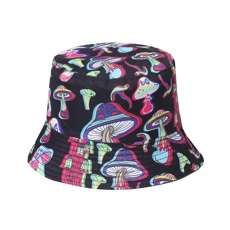 Women’s Hip-hop Bear Printing Flat Eaves Bucket Hat
