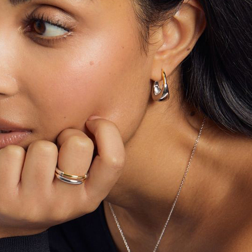 Jie Ding Stainless Steel Color Matching Geometric Earrings Niche Earrings Titanium Steel Earrings Earrings