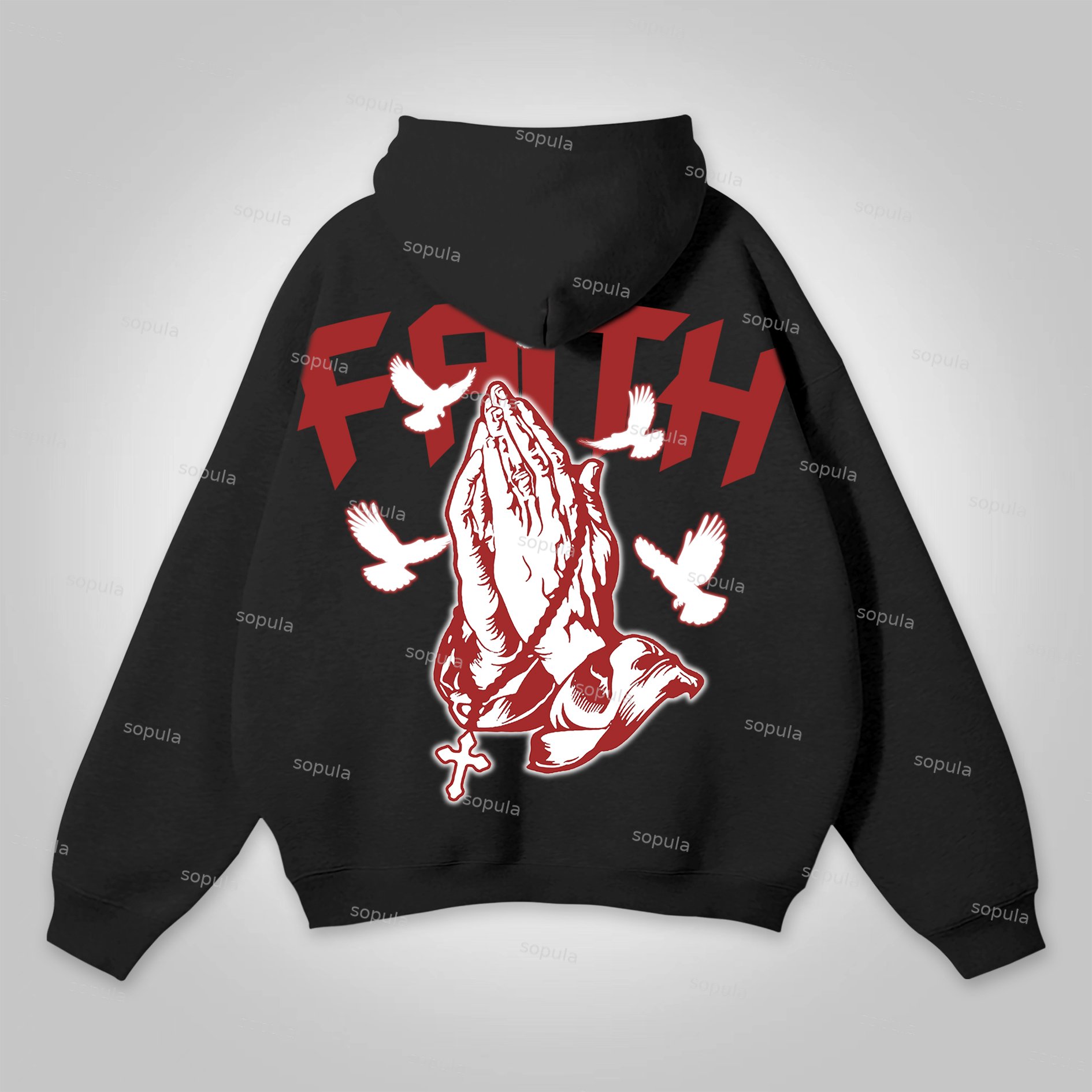 Sopula Faith Praying Hands Graphic Cross Hoodie