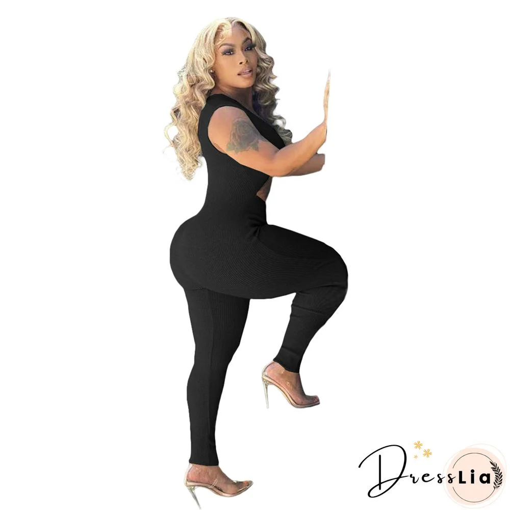 Sleeveless Cut Out Skinny One Piece Jumpsuit