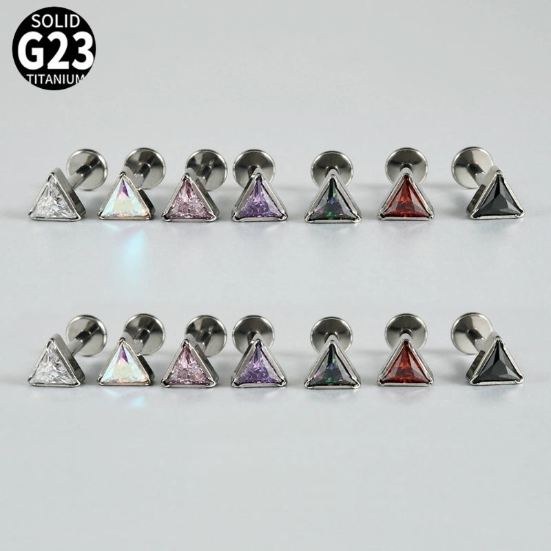 1 Piece Lip Rings Casual Minimalist Triangle G23 Titanium Alloy Inlay Zircon Lip Rings Ear Cartilage Rings & Studs Nose Rings & Studs