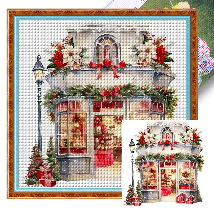 【Huacan Brand】Christmas Shop 11CT Stamped /Counted Cross Stitch 50*50CM