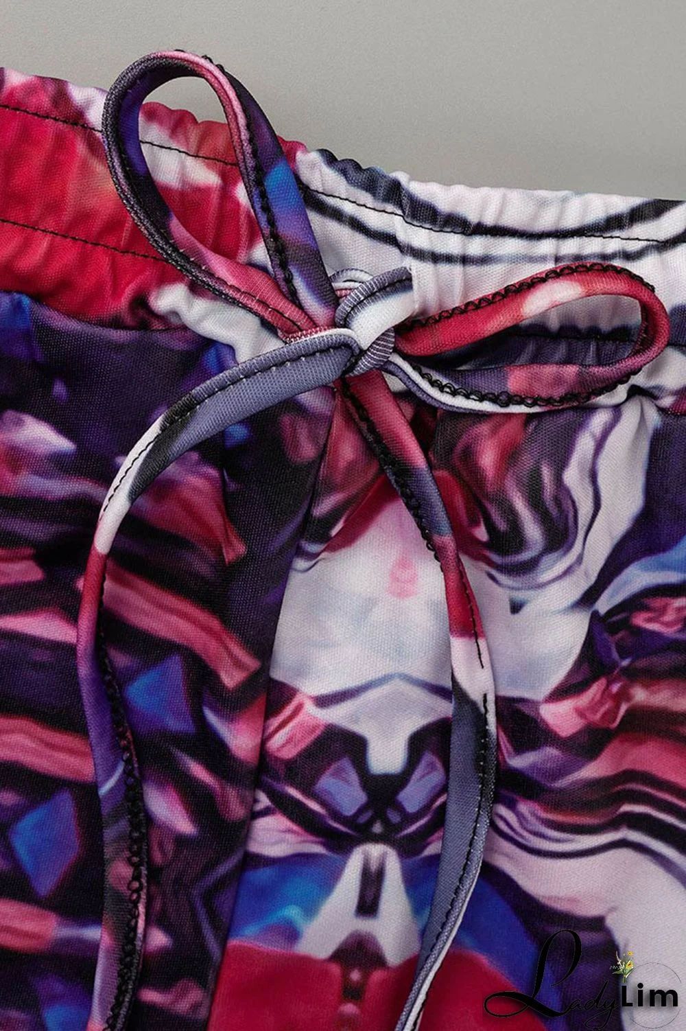 Black Gray Casual Print Patchwork Buckle Turndown Collar Short Sleeve Two Pieces